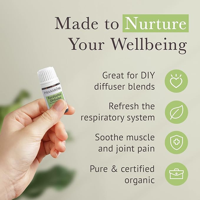 Pranarom - USDA Certified Organic Eucalyptus Globulus Essential Oil 5ml - Wellness Enthusiasts - Aromatherapy - Certified Organic Purity - 100% Pure, Non-GMO, Vegan-VivaGrace Women