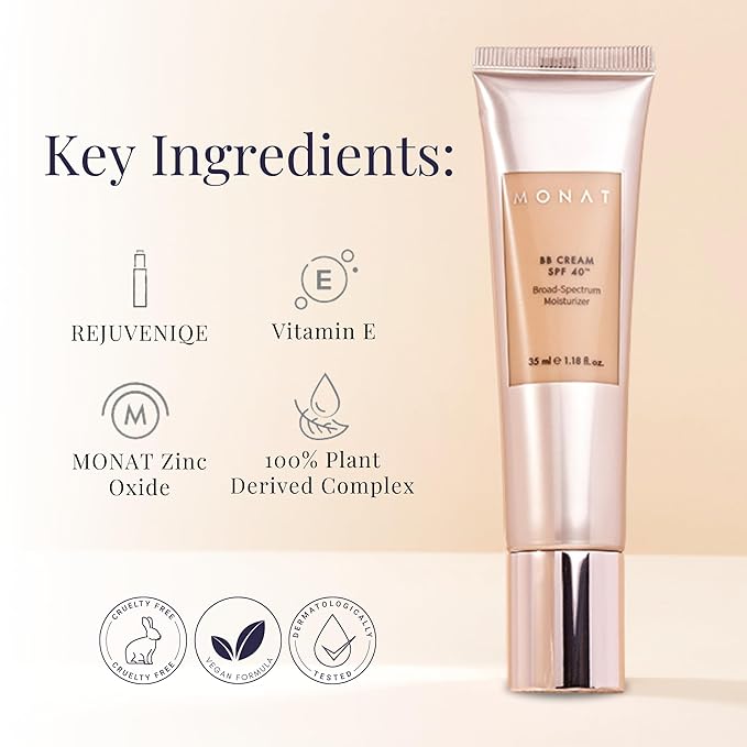Monat BB Cream SPF 40 - Sand Broad-Spectrum Moisturizer, Lightweight Tinted Coverage, Fragrance-Free, 35ml/1.18 fl. oz.-VivaGrace Women