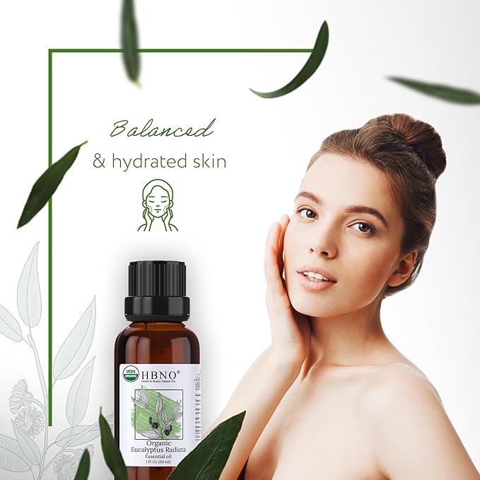 HBNO California Bottled Organic Eucalyptus Essential Oil (Radiata) 1 fl oz (30ml) - USDA Certified Organic Eucalyptus Oil - Perfect Eucalyptus Oil Essential Oil for Aromatherapy-VivaGrace Women