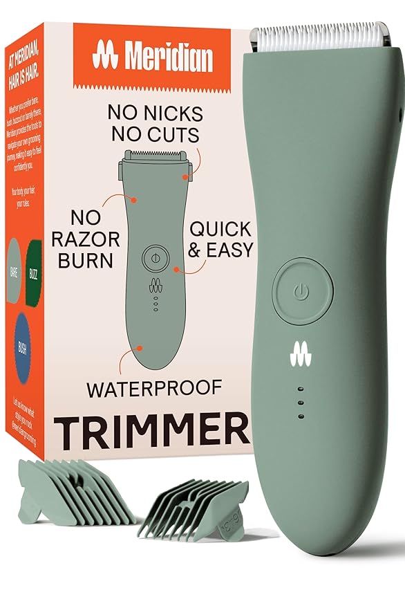 MERIDIAN The Trimmer Original - Body Hair Trimmer for Men, Electric Shaver for Pubic Hair, Chest, Legs & Bikini, Waterproof & Rechargeable, Sage-VivaGrace Women