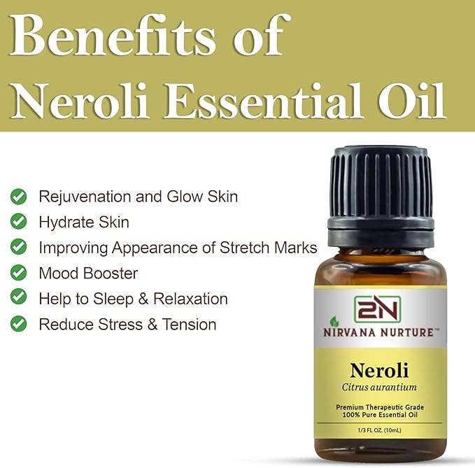 Neroli Essential Oil 100% Pure Premium Therapeutic Grade, Undiluted - Aromatherapy Diffuser for Calm and Relaxation, Skin Care, Hair Care-VivaGrace Women