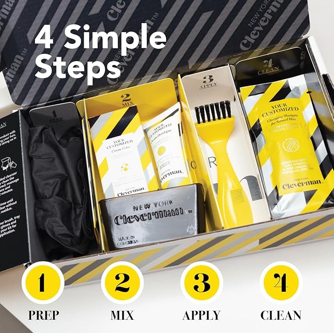 Cleverman Medium Blond All-in-One Reusable Kit for Men's Natural-Looking Gray Coverage - Professional-Quality Hair, Beard & Mustache Color, Ammonia-Free-VivaGrace Women