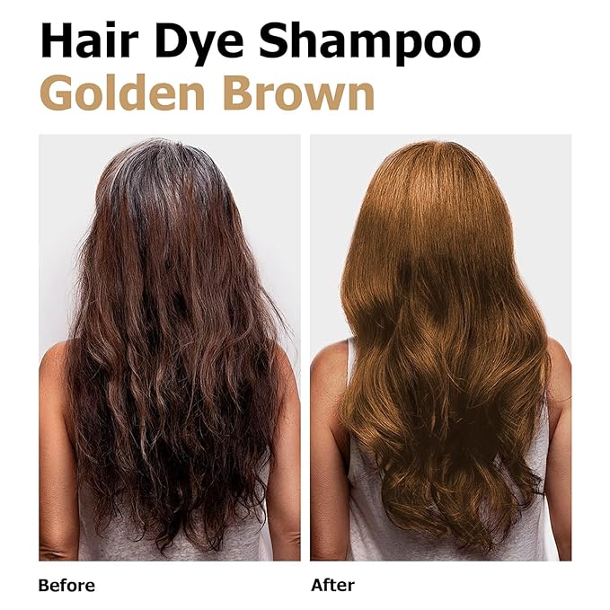 Hair Dye Shampoo, Gray Hair Coverage Dye Shampoo, Hair Color Shampoo for All Hair Types, Champu Para Canas, Suitable for Home and Salon (Blonde Brown)-VivaGrace Women