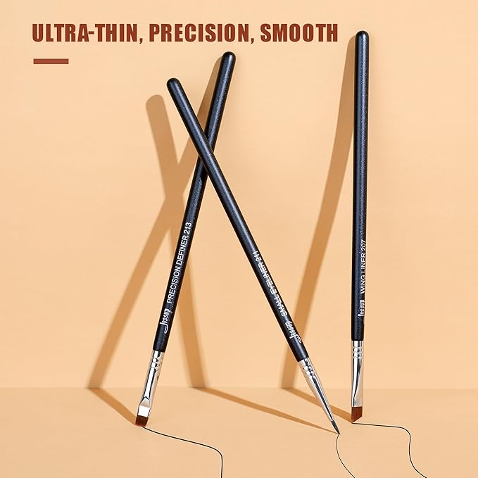 Jessup Eyeliner Brush Set, 3pcs Pro Precision Eyeliner Brushes Fine Point Angled Thin Gel Liquid Flat Winged Eye Liner Brush, Black T346-VivaGrace Women