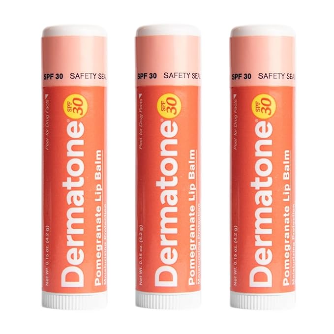 Dermatone Pomegranate Lip Balm | Moisturizing | Aloe and Vitamin E | Soothe & Replenish Chapped Lips | 3-pack (Pomegranate, 0.15oz sticks)-VivaGrace Women