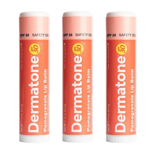 Dermatone Pomegranate Lip Balm | Moisturizing | Aloe and Vitamin E | Soothe & Replenish Chapped Lips | 3-pack (Pomegranate, 0.15oz sticks)-VivaGrace Women