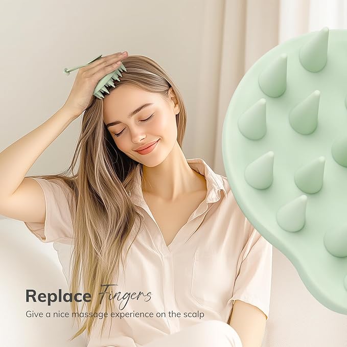 Sndyi Silicone Scalp Massager Hair Growth, Scalp Scrubber with Soft Silicone Bristles, Scalp Exfoliator for Dandruff Removal, Large Size Shampoo Brush, Wet Dry Scalp Brush for Long Thick Curly Hair-VivaGrace Women