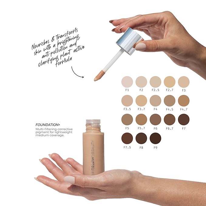 Fitglow Beauty - Natural Foundation+ Photo-Filtering Foundation | Vegan, Woman-Owned Clean Beauty (F8 - Rich Deep, Neutral Undertones)-VivaGrace Women