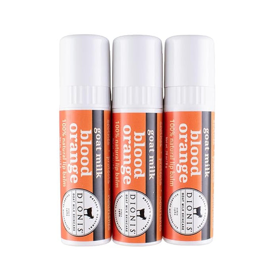Dionis Goat Milk Skincare Blood Orange Holiday Lip Balm Gift Set - Beeswax, Shea Butter & Coconut Oil Lip Care Products Made in The USA - Cruelty Free Lip Moisturizer For Chapped Lips, 0.28oz 3 Pack-VivaGrace Women