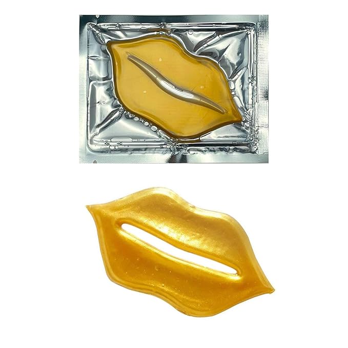 Adofect 30 Pieces Collagen Crystal Gold Lip Care Gel Masks, Collagen Crystal Lip Pads, Greate For Moisturizing Lips, Remove Dead Skin, Anti Chapped, Anti-Aging & Plump Your Lips-VivaGrace Women