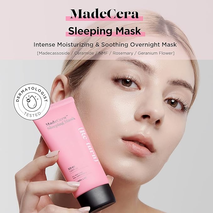 SKINRxLAB Made Cera Sleeping Mask 50ml (1.69 fl.oz.) - Moisturizing and Relaxing Face Overnight Mask Cream with Ceramide, Cica and Rosemary Extract, Night Sleep Mask for Enhancing Dull and Flaky Skin-VivaGrace Women
