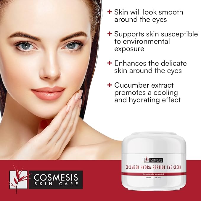 Cucumber Hydra Peptide Eye Cream - Minimize Fine Lines, Promote Smooth Skin & Protect Delicate Under-Eye Skin - 0.50 oz - Cosmesis-VivaGrace Women