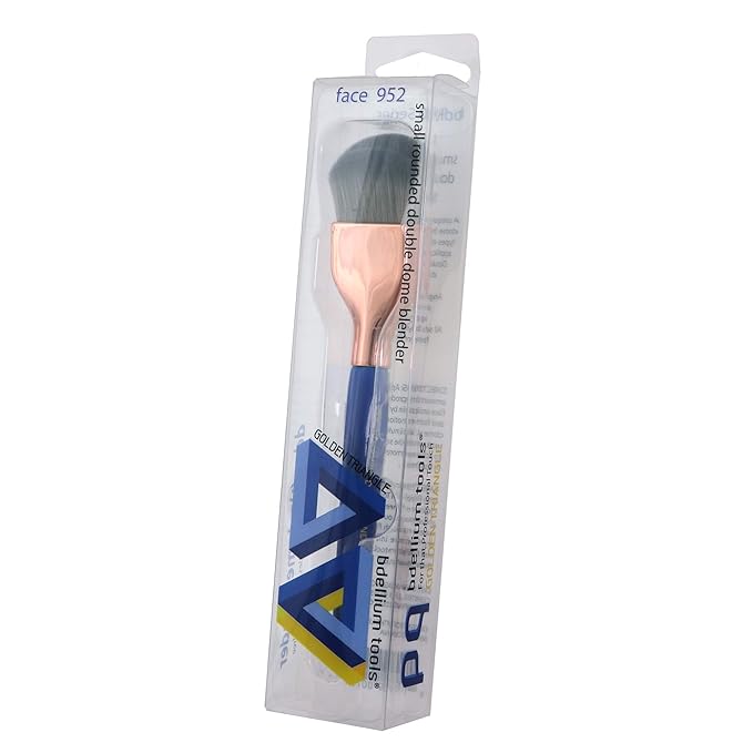 Bdellium Tools Professional Makeup Brush - Golden Triangle 952 Small Rounded Double Dome Blender - With All Vegan and Soft Synthetic Fibers, For Application & Blending (Blue, 1pc)-VivaGrace Women