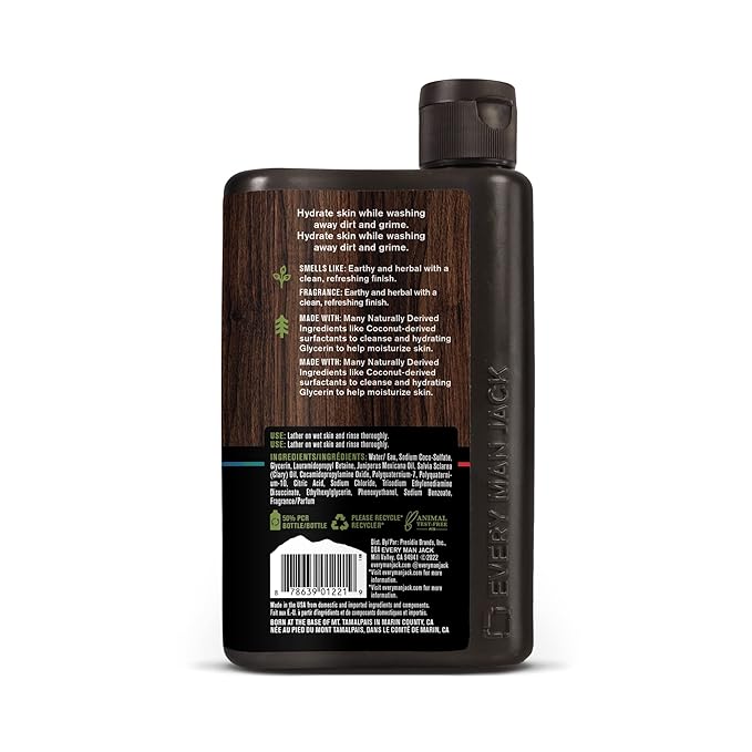 Every Man Jack Hydrating Body Wash for all skin types - Juniper Sage fragrance - Naturally Derived Ingredients - Cleanse, Nourish, and Hydrate Skin -Paraben Free, Phthalate Free, Dye Free-13.5oz - 2pk-VivaGrace Women