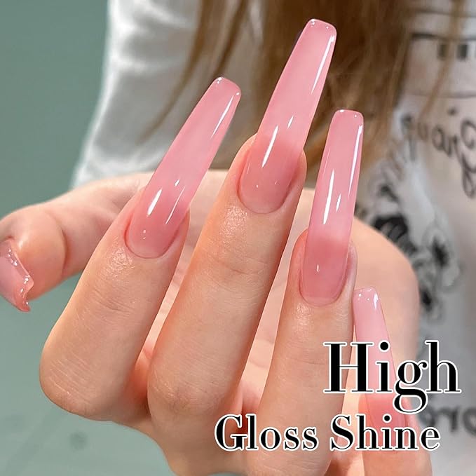 Double Rhythm Gel Polish Translucent Sheer Neutral Natural Light Milky Same Color Same Bottle 15ML Jelly Polish Art DIY at Home (Sheer Pink-A1386)-VivaGrace Women