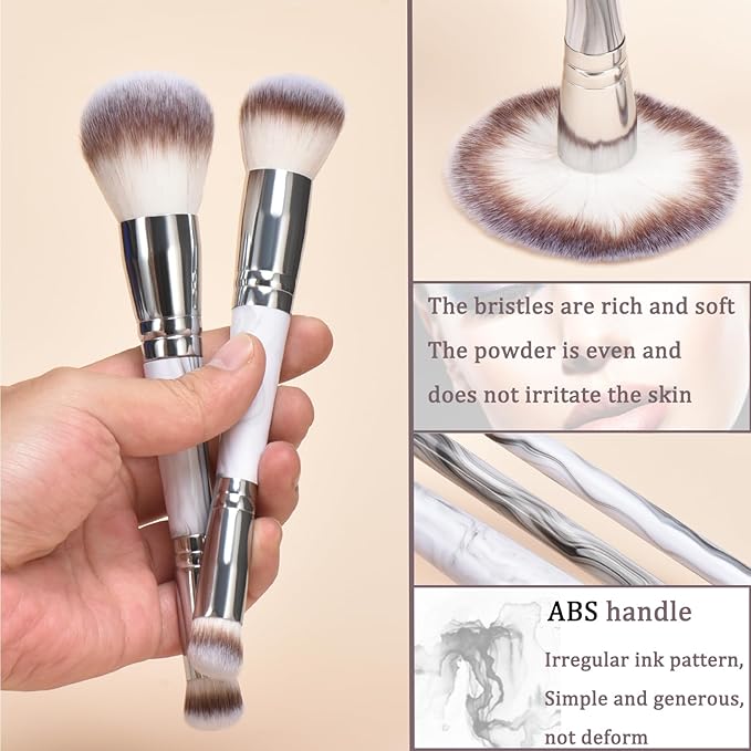 4 pcs makeup brushes, double head makeup brush set, loose powder powder blusher foundation make-up concealer eye shadow eyebrow brush, multi-purpose makeup tools-VivaGrace Women