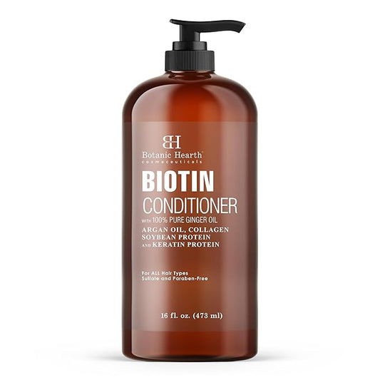 Botanic Hearth Biotin Conditioner With Ginger Oil & Keratin | For Hair Growth |With Turmeric Extract, Argan Oil, Tea Tree Oil & Vitamin E | Sulphate & Paraben Free | 16 Fl Oz-VivaGrace Women