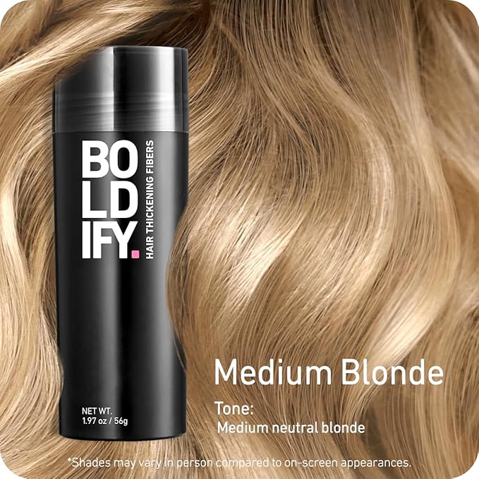 BOLDIFY Hair Fibers (56g) - Fill In Thinning and Fine Hair for an Instantly Fuller, Thicker Look - 14 Shades for Women & Men - Medium Blonde-VivaGrace Women