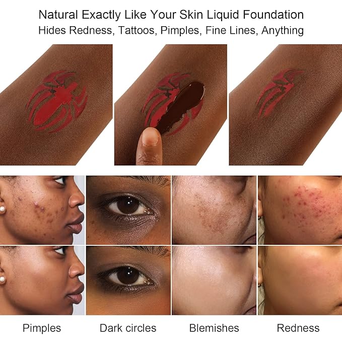 Liquid Concealer Makeup 4Pcs,Corrector Foundation for Black Women Oily Dry Skin, Foundation Concealer in One Primer Face Makeup Full Coverage, Advanced Pore Minimizer, Lightweight All-Day Hold,0.67 oz-VivaGrace Women