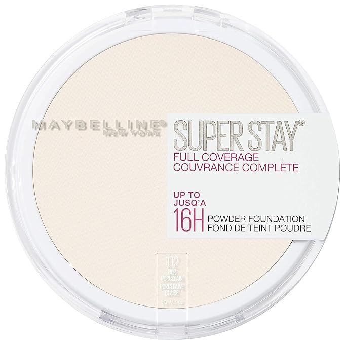 Maybelline Super Stay Full Coverage Powder Foundation Makeup, Up to 16 Hour Wear, Soft, Creamy Matte Foundation, Fair Porcelain, 1 Count-VivaGrace Women
