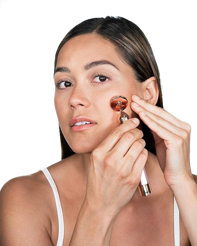 Finishing Touch Flawless Contour Vibrating Facial Roller & Massager, Rose Quartz-VivaGrace Women