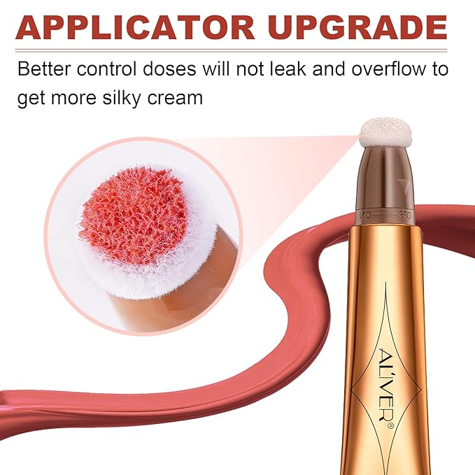 Blush Beauty Wand, Matte Face Blush with Cushion Applicator, Natural Silky Smooth Creamy Liquid Blush Wand, Lightweight Blendable Blush Stick for Cheek, Cruelty-free (Soft Rose)-VivaGrace Women