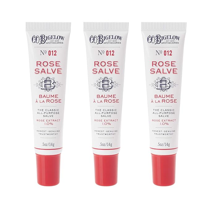 C.O. Bigelow Rose Salve Lip Balm Tubes 3 Pack, All Purpose Salves Moisturizing for Chapped Lips and Dry Skin-VivaGrace Women
