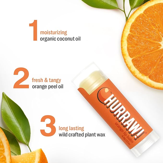 Hurraw! Orange Lip Balm: Organic, Certified Vegan, Cruelty and Gluten Free. Non-GMO, 100% Natural Ingredients. Bee, Shea, Soy and Palm Free. Made in USA-VivaGrace Women