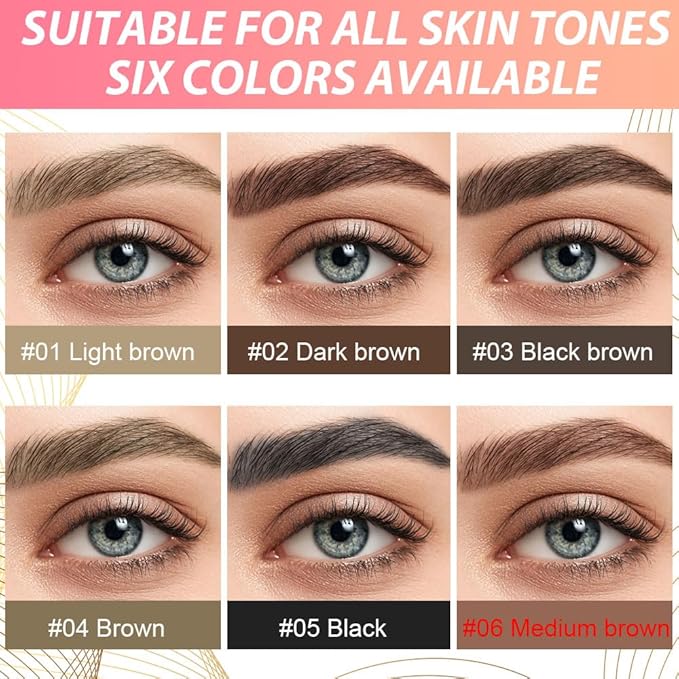 evpct 2Pcs Midium Brown Magic Microblading Dual-Ended Eyebrow Contouring Pen Brow Pencil, with 4 Brush Micro-Fork-Tips Applicator and Precise Brush-Tip Hair Like Stroke, Dual-ended Eyebrow Brush-VivaGrace Women