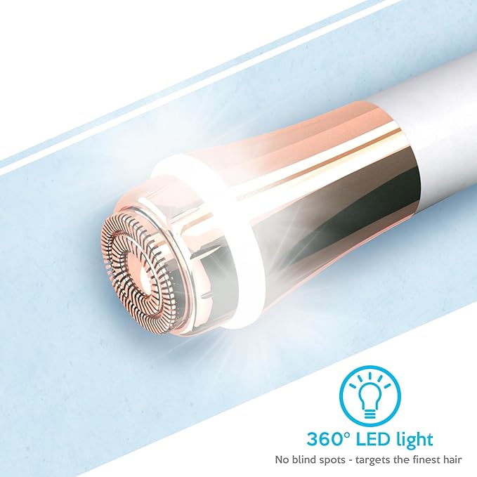 Facial Hair Remover for Women Painless Flawless Electric Razor Epilator Trimmer Shaver with 18K Gold-Plated, 16mm Dual Ring Floating Head, USB Rechargeable, 360° LED for Face Lip Hair Removal-VivaGrace Women