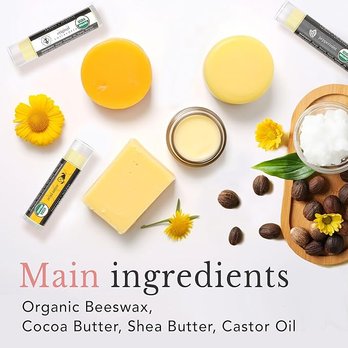 Natural Lip Balm Chapstick Pack - 12 Chap Stick Organic Lip Balm Set for Lip Healing and Repair - Natural Chapstick Hydrating Lip Balm for Dry Cracked Lips Flavored Lip Balm-VivaGrace Women