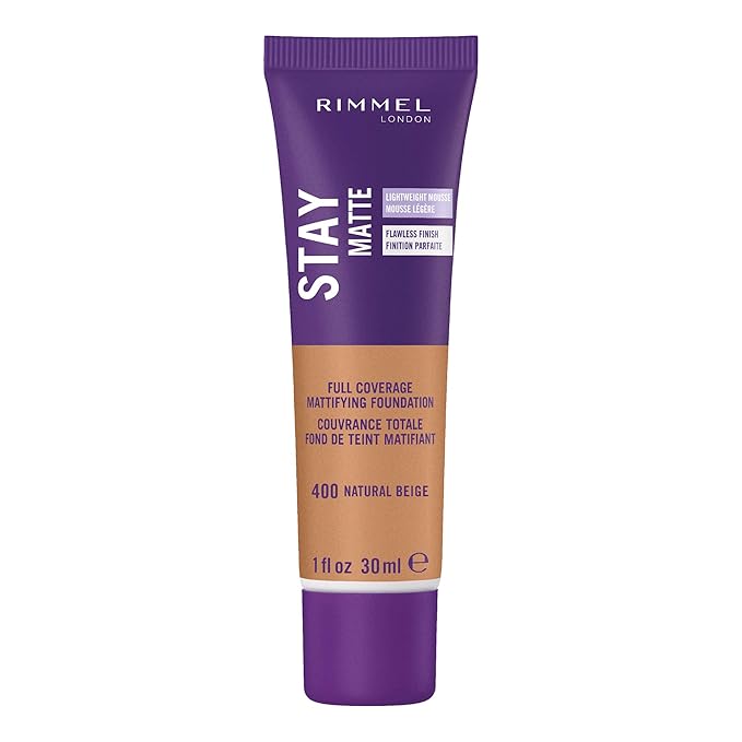 Rimmel London Stay Matte Liquid Mousse - 400 Natural Beige - Foundation, Lightweight, Shine Control, Oil-Free, 1oz-VivaGrace Women