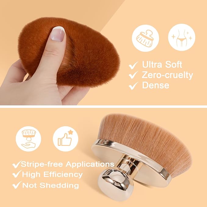 Extra Large Body Makeup Brush for Self Tanner – 115mm Wide Rose Gold Kabuki Body Brush for Bronzer Blend & Blur, Vegan Fiber Self Tanning Brush for Legs & Body with Drawstring Bag by Yoseng-VivaGrace Women