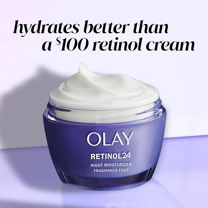 Olay Retinol 24 Face Moisturizer, Anti-Aging Night Cream for Women, Fragrance-Free, Non Greasy - Anti-Wrinkle, Smooth Fine Lines, Tightening, Hydrating Skin Care - Peptides, Glycerin, 1.7 Oz-VivaGrace Women