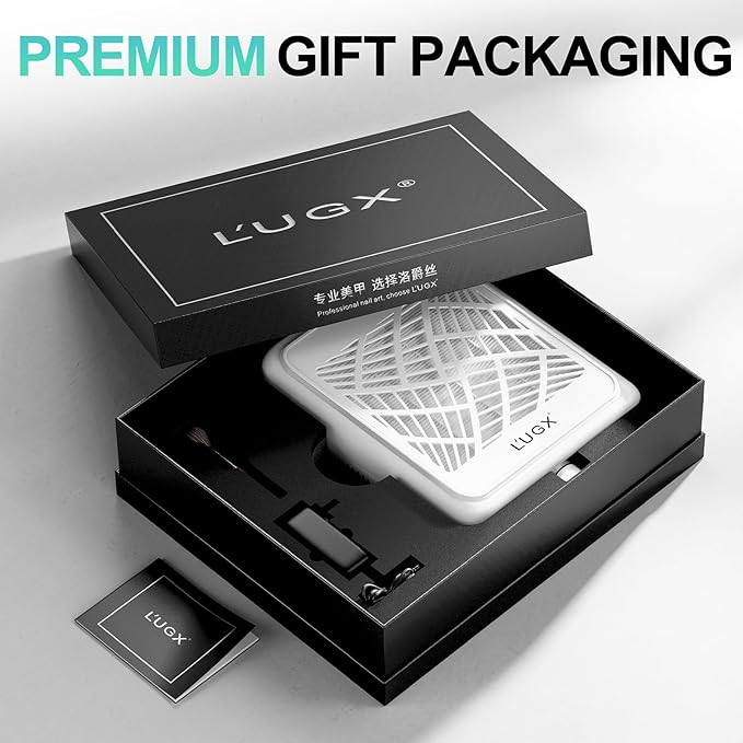 L'UGX Rechargeable Nail Dust Collector with 2 Reusable Filter, Professional Nail Vacuum Dust Collector Nail Tech Fan Extractor Powerful Suction Machine, Perfect for Home Salon Use-VivaGrace Women