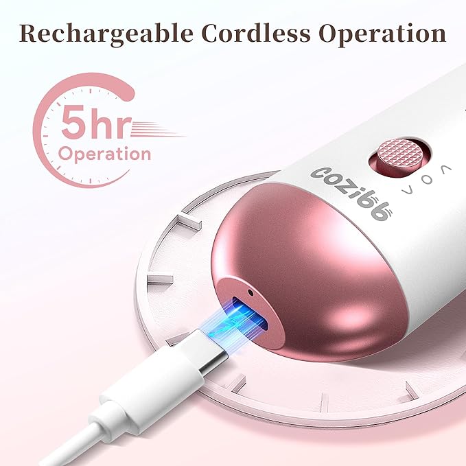 Electric Nail Drill, 8-in-1 Cordless Electric Nail File with LED Light, 5 Speeds Rechargeable Manicure and Pedicure Kit Hand Foot Care Tool for Nail Grinder Trim Polish for Women Baby-VivaGrace Women