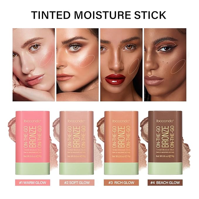 MEICOLY Cream Bronzer Stick, Natural Highlight Contour Makeup,Face Highlighter Stick,Contour Stick Facial Contouring Stick,Buildable Face Bronzer Face Shaping,Waterproof,01 Warm Glow-VivaGrace Women