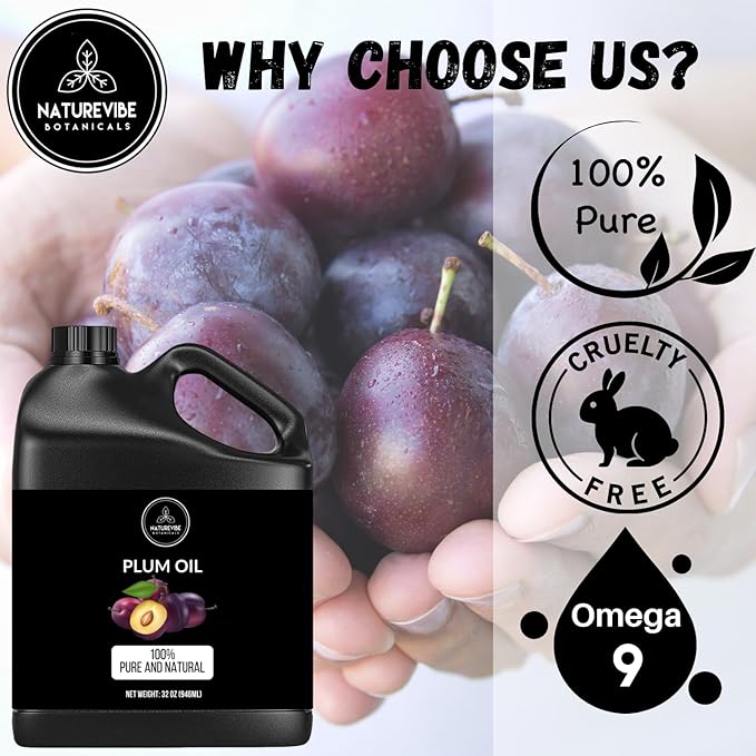 Naturevibe Botanicals Plum Oil 32 Ounces | 100% Pure and Natural | Great for Skin Care and Hair Care-VivaGrace Women