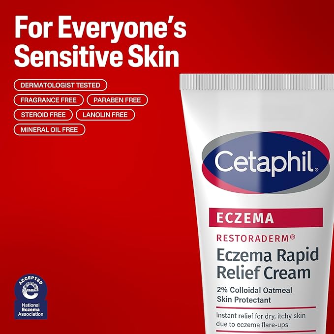 CETAPHIL ECZEMA RESTORADERM FLARE-UP RELIEF CREAM, For Eczema Prone Skin, 8 oz, Barrier Repair, 48 Hour Hydration, 2% Skin Protectant Colloidal Oatmeal, Steroid Free-VivaGrace Women