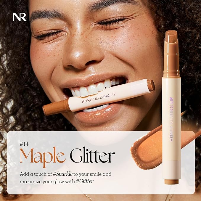 Nature Republic HONEY MELTING LIP GLITTER (14 MAPLE) SOFT LIP STICK Hydrating Gloss, Moisturizing balms, Shine Glimmer Finish, Shimmery-Sheer tint, korean make up-VivaGrace Women