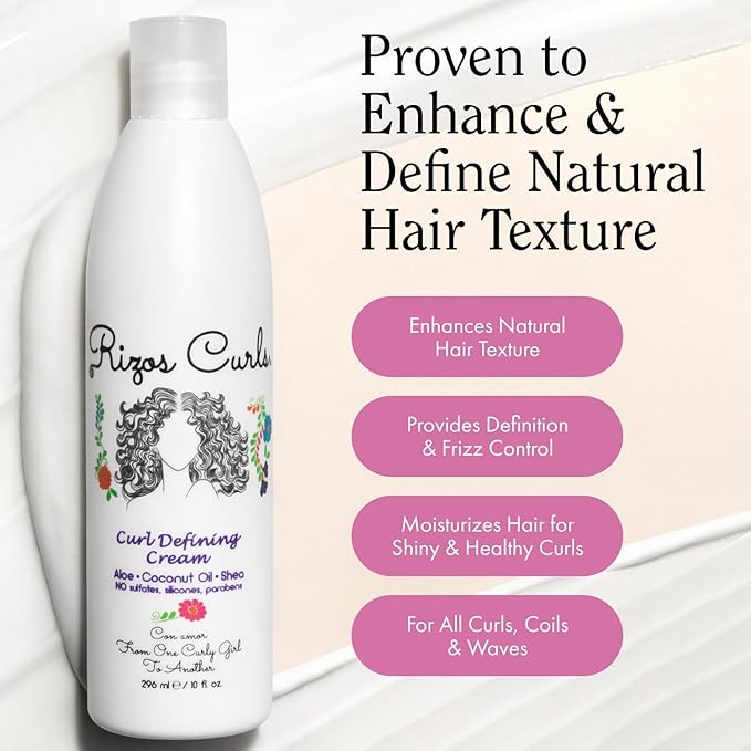 Rizos Curls Curl Defining Cream for Wavy, Curly, Coily, Kinky Hair Frizz Control, Defines, Softens, Moisturizes, Adds Shine for Hair Types Sulfate & Paraben Free-VivaGrace Women