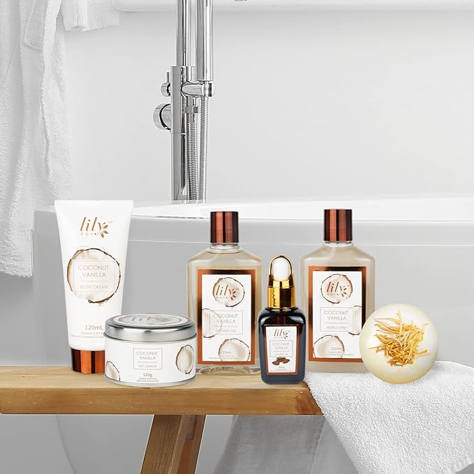 Bath and Body Gift Basket Set for Women - Coconut Vanilla Spa Gift Basket for Women 17-Piece Luxury Bath Gift Set with Shower Gel Self Care Pampering Gifts for Mothers Day, Christmas, Birthday Gifts-VivaGrace Women