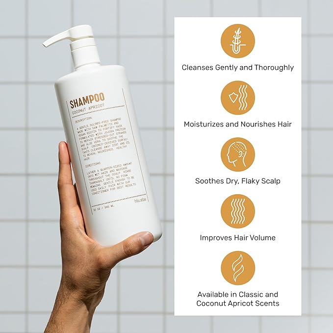 Blu Atlas Men's Natural Shampoo – Organic, Sulfate-Free, Paraben-Free – Deep Cleansing & Hydrating – Coconut Apricot Scent – Made in America – 32 oz-VivaGrace Women