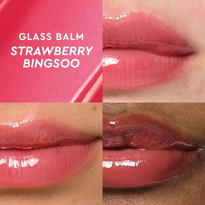 Glow Recipe Glass Balm Lip Treatment - 12Hr Hydrating Lip Balm & Moisturizer with Hyaluronic Acid to Smooth, Plump & Protect from Dryness - Sheer Pinky Red Tint, Strawberry Bingsoo (15 ml)