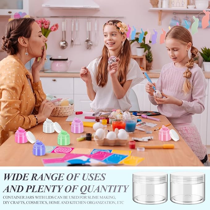 SATINIOR 24 Pieces Empty Clear Plastic Jars with Lids Round Storage Containers Wide Mouth for Beauty Product Cosmetic Cream Lotion Liquid Butter Craft and Food(Clear Lid,8 oz)-VivaGrace Women