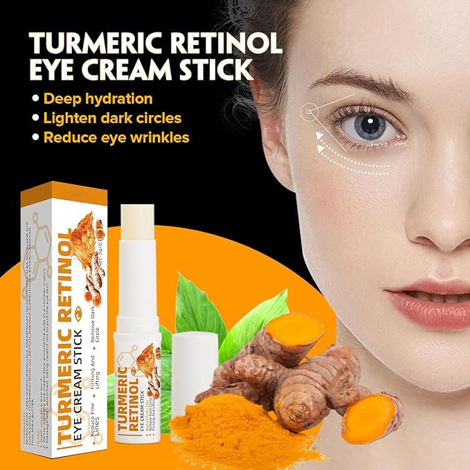 Retinol Eye Cream Anti Aging, Turmeric moisturizer Eye Balm Stick Hydrating Retinol Eye Cream Stick for Dark Circles and Puffiness Fine Lines 5g-VivaGrace Women