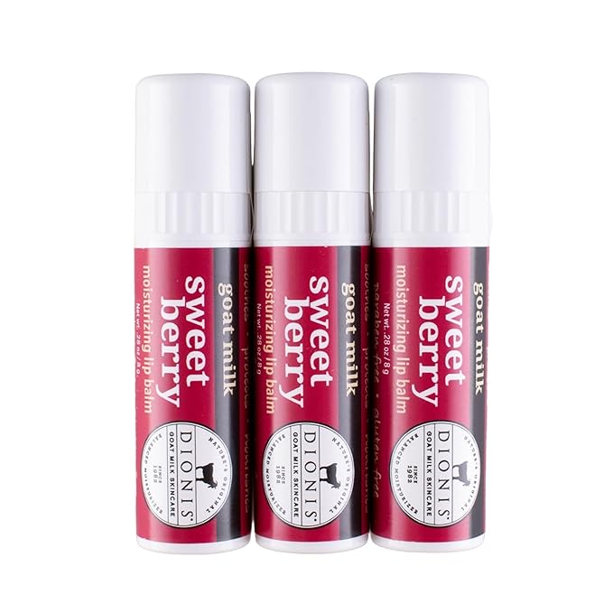 Dionis Goat Milk Skincare Sweet Berry Holiday Lip Balm Gift Set - Beeswax, Shea Butter & Coconut Oil Lip Care Products Made in The USA - Cruelty Free Lip Moisturizer For Chapped Lips, 0.28oz 3 Pack-VivaGrace Women