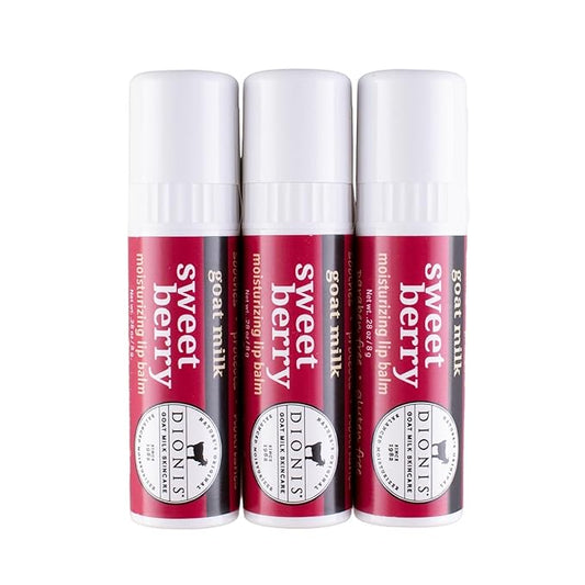 Dionis Goat Milk Skincare Sweet Berry Holiday Lip Balm Gift Set - Beeswax, Shea Butter & Coconut Oil Lip Care Products Made in The USA - Cruelty Free Lip Moisturizer For Chapped Lips, 0.28oz 3 Pack-VivaGrace Women