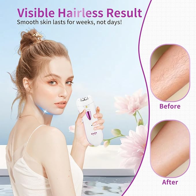 Smooth Glide Epilators Hair Removal for Women, Rechargeable Epilator, Portable Glamorous Skin Epilator for Women Face with LED Light, Hair Removal Device for Armpits/Bikini Line/Chin/Arms/Legs-VivaGrace Women