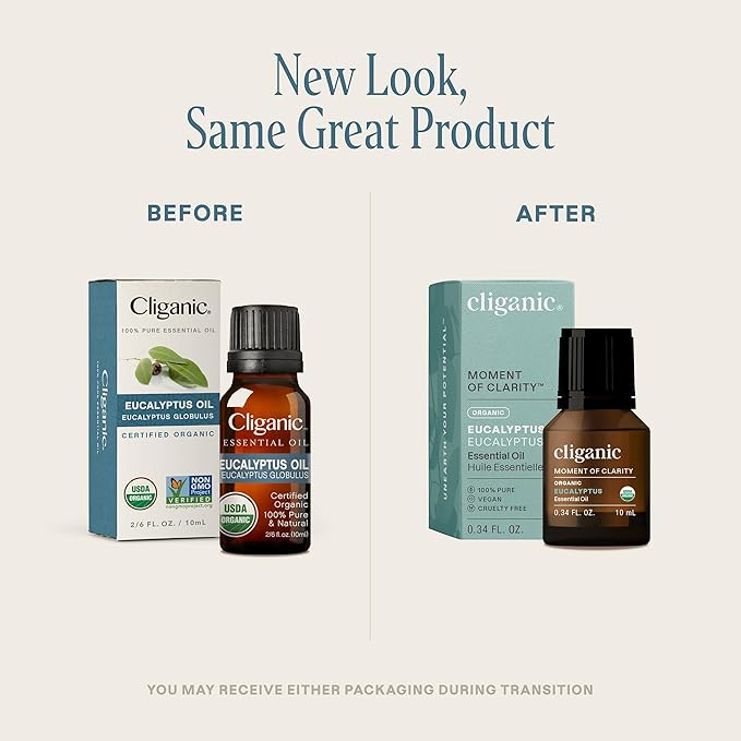 Cliganic USDA Organic Eucalyptus Essential Oil, 100% Pure | Natural Aromatherapy Oil for Diffuser Steam Distilled | Non-GMO Verified (Packaging May Vary)-VivaGrace Women